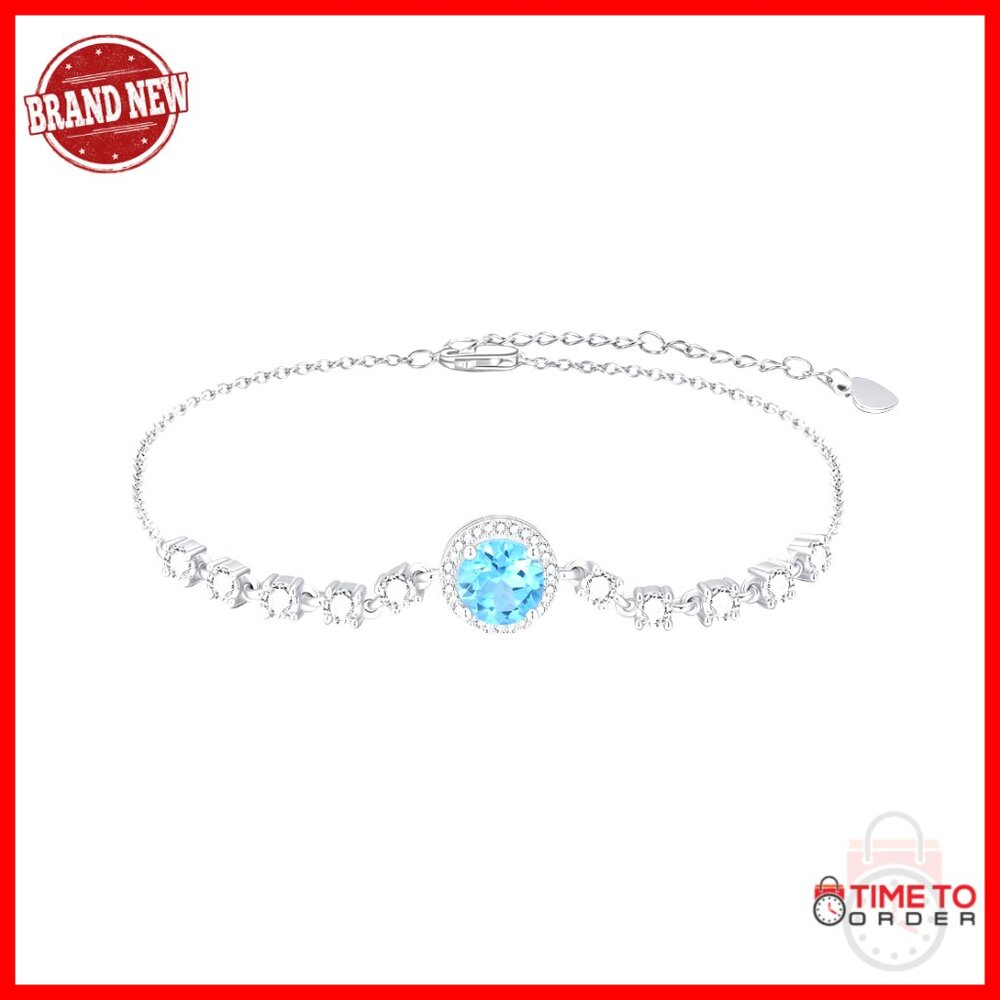 Sterling Silver Gemstone Bracelet Elegant Minimal Adjustable Link Charm